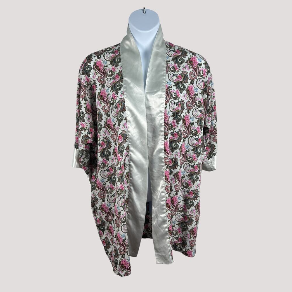 Vintage 1980s Victoria’s Secret Gold Label Floral‎ Paisley Satin Robe One Size